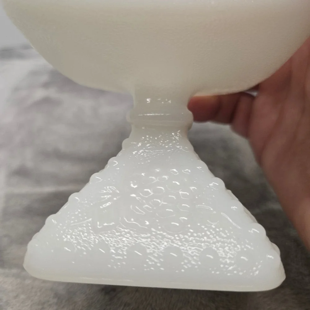 Westmoreland Milk Glass Paneled Grape Square Candy Dish w/Lid Vintage Pedestal